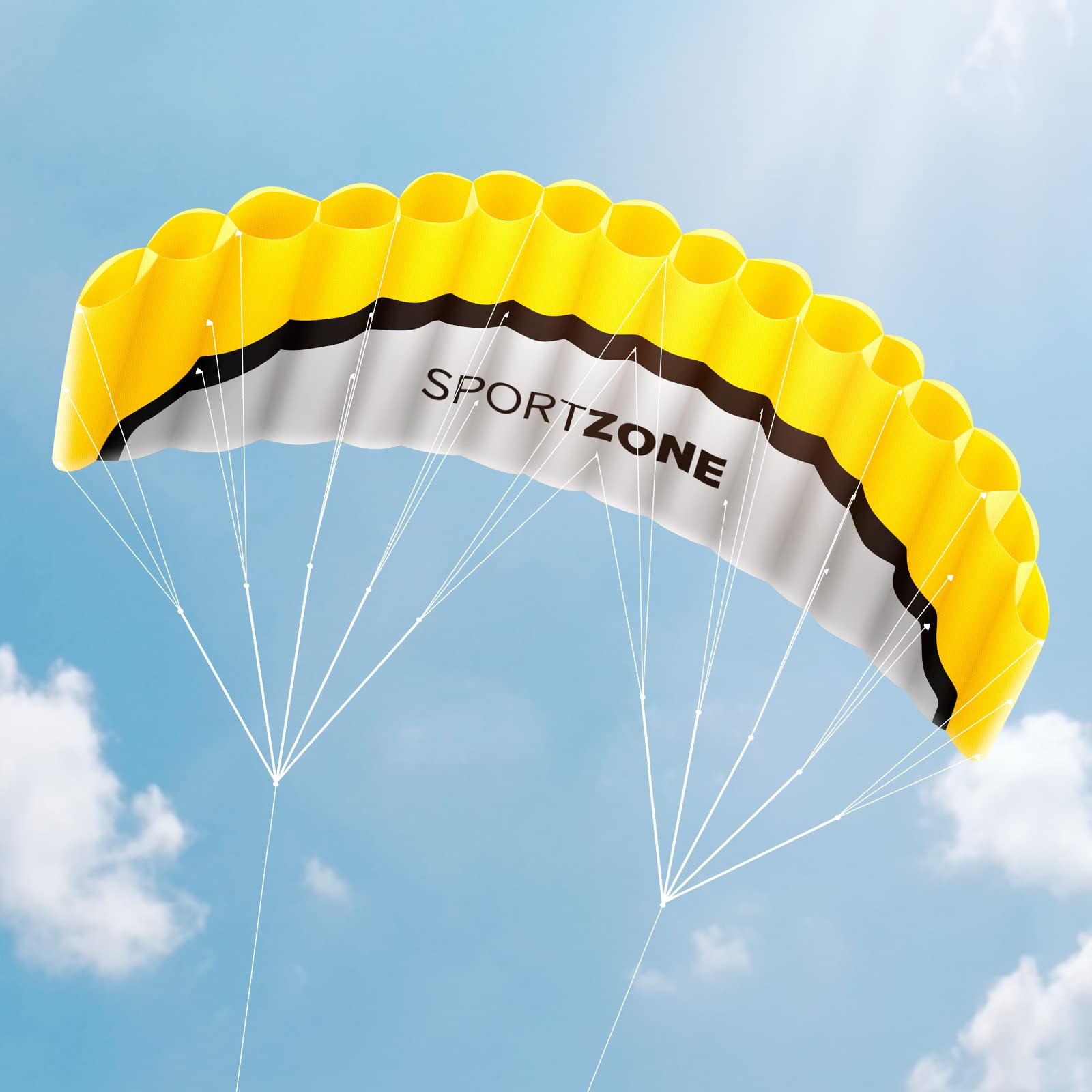 Kwasyo 2.5m Deux Ligne Parapente Cerf-Volant avec Manette 30m,Cerf-Volant pour Le Sport en Plage,Jeux de Plein air dans Le Jardin