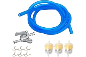 Yharnamite Fuel Line kit, Including 5mm ID Fuel Line, 3 Fuel Filters, 6 Hose Clamps Spring, 1 Inline Shut Off Valve Petcock f