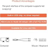 Xiatiaosann PS2 to USB A Adapter Cable for Keyboard Mouse 2 PCS PS/2 Male USB view 4