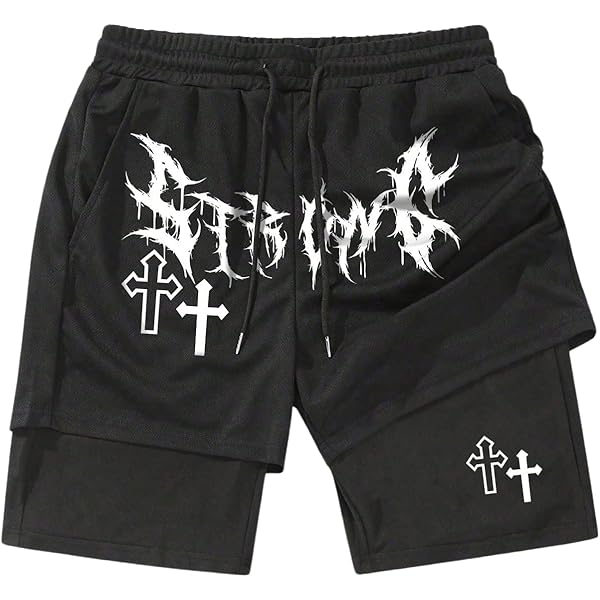 Short De Sport 2 En 1 Homme – Compression, Gym, été, Motif Anime, Multicolore