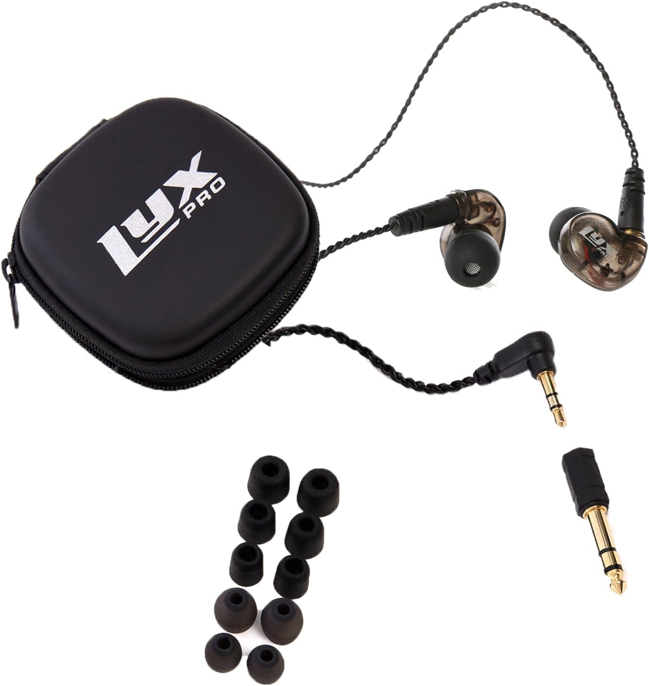 LyxPro ERP-10 In-Ear Monitors with Professional, Universal Fit Earphones for Musicians – Detachable Cables, Carrying Case & 6 Pairs of Tips for Studio or Stage