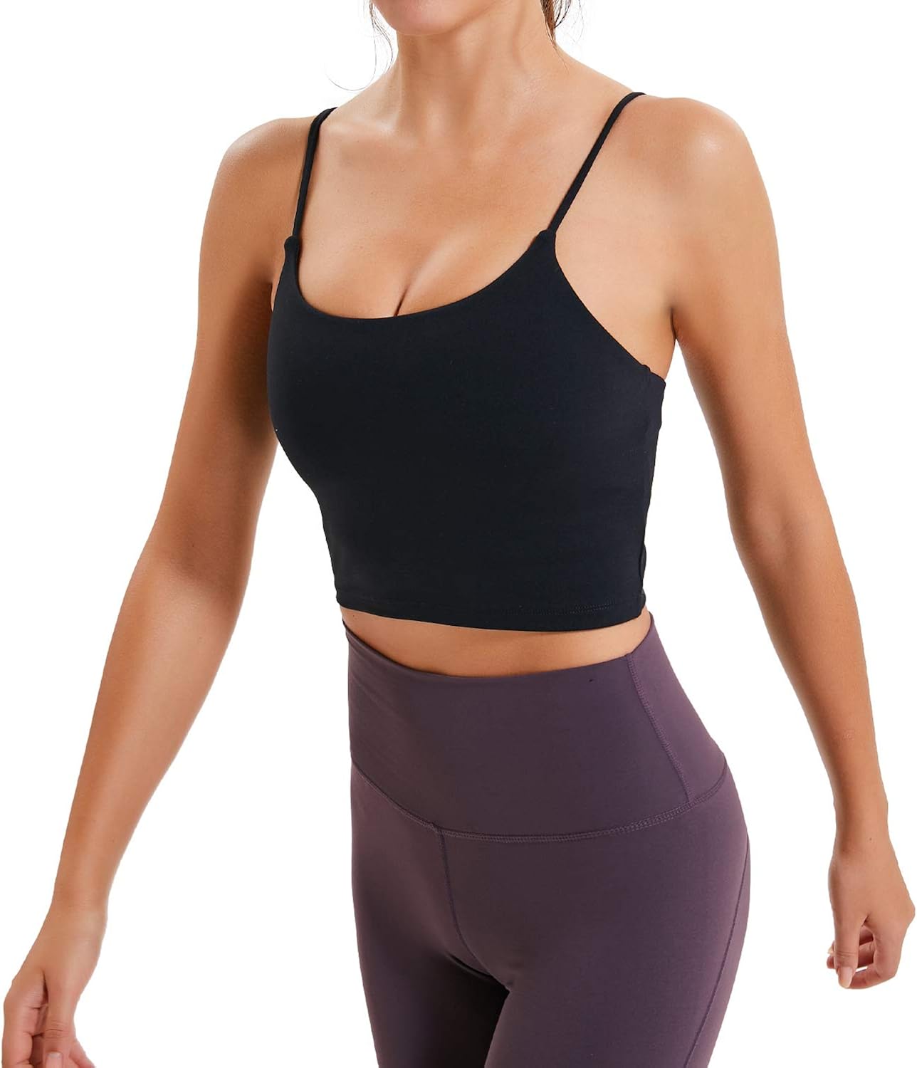 Women Yoga Tank Tops Padded Sports Bra Workout Fitness Running Crop Top at  Women’s Clothing store