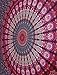 Madhu International Hippie Mandala Tapestry Bohemian Psychedelic Peacock Mandala Cotton Twin Size Tapestry Wall Hanging 54” x 82” Inches, Purple Pink