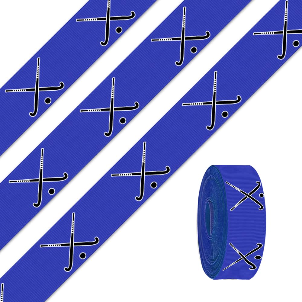 Photo 1 of 10 Yards 7/8 Inch Lacrosse Craft Ribbons Sport-Themed LAX Decorative Ribbon Blue Grosgrain Ribbons for Wreaths, Gift Wrapping, Hair Bows