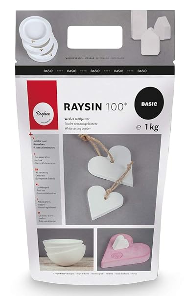 RAYHER 3410302 Gießmasse/Gießpulver Raysin 100/ 1kg- Reliefgießpulver, lufthärtend und geruchslos, besonders zum Modellieren/