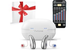 Vivtone Bluetooth Hearing Aids with Phone Call & Music Streaming, APP Control for Precise Fitting, Rechargeable OTC Hearing Aids for Seniors Adults Men Women, Xpure2.0, White Case