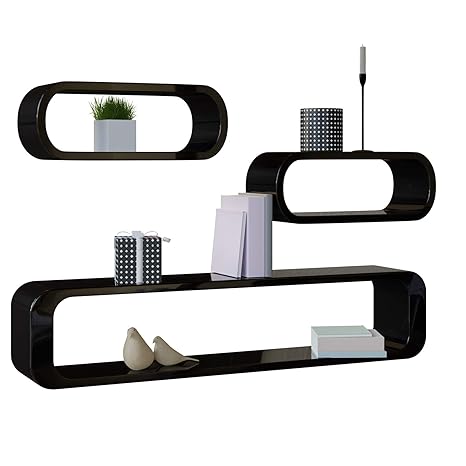 Regale Ablagen Kuche Haushalt Wohnen Deuba Wandregal Wandboard 3er Set I Schwarz Hochglanz I Cube Design I 95 40 40 Cm I Schweberegal Kinderzimmer Regal Holz Schweberegale Kuche Haushalt Wohnen