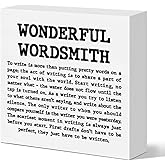Writer Gift for Women Men, Author Novelist Typywriter Gift Writing Lover Journalist Christmas Birthday Gift Journalist Writer Home Office Bedroom Desk Decor Wooden Sign, Wonderful Wordsmith