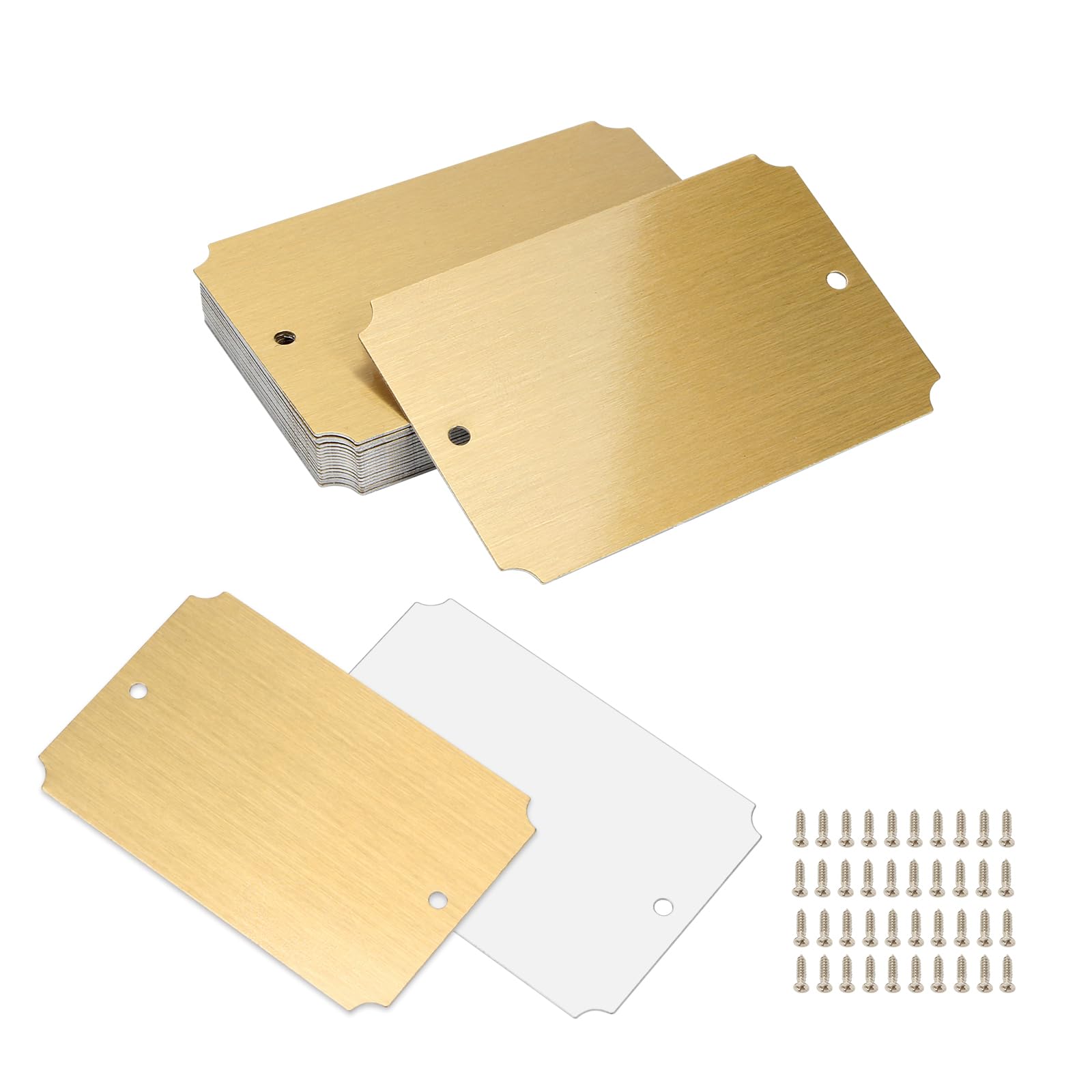 Photo 1 of 20 Pcs Name Plates Laser Engraved, Plaques Personalized Engraved, Solid Metal Plate, Name Plate for Desk, Personalized Plaque Blank, Custom Name Tag, Laser Engraving Blanks (2'' X 3'') (Gold)