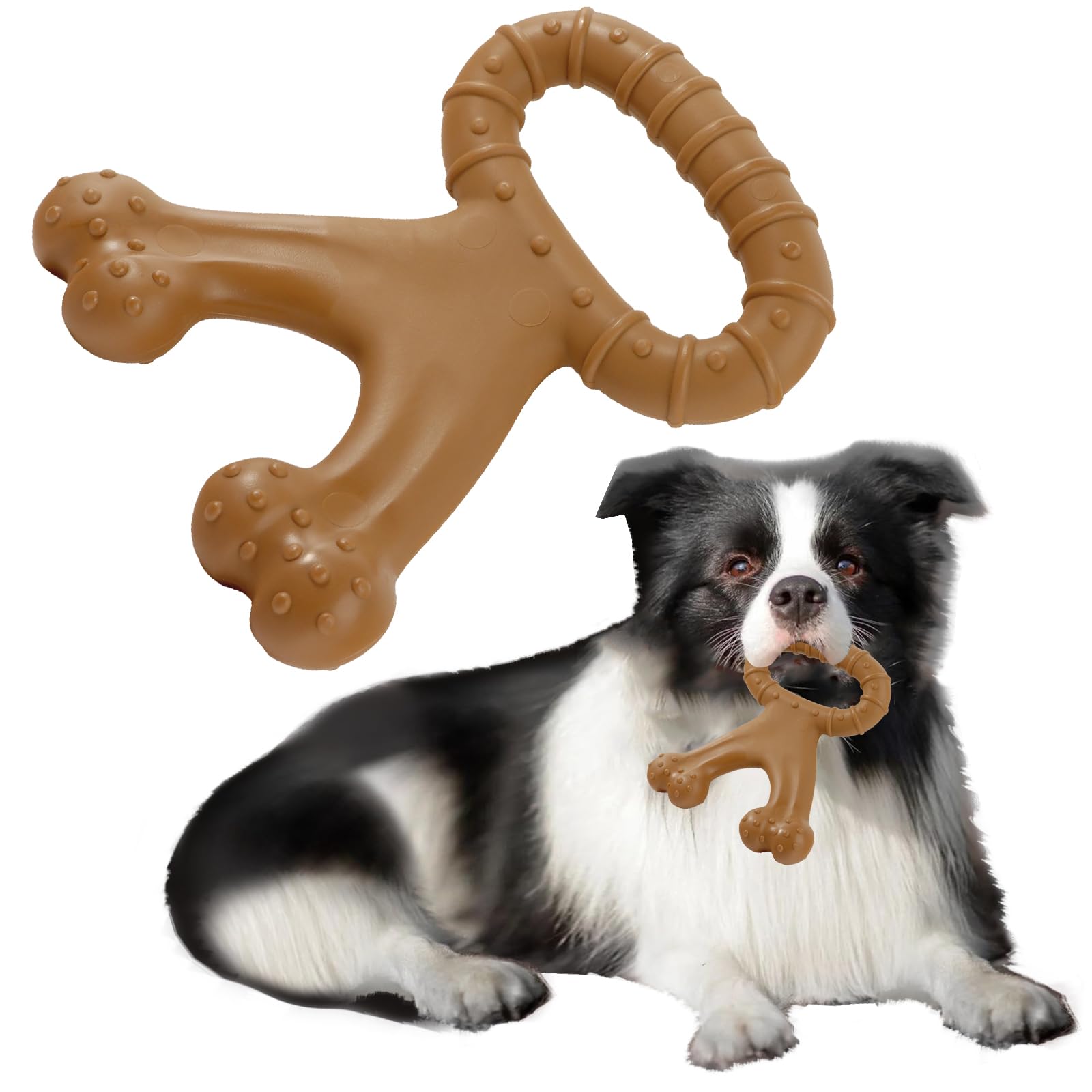 Mapneng Indestructible Dog Toys for Aggressive Chewers, Long Lasting Beef Flavour Nylon Dog Chew Toys, Tough Toys for Medium and Large Dogs, Teeth Brushing and Boredom Brearking (Triangular Bones)