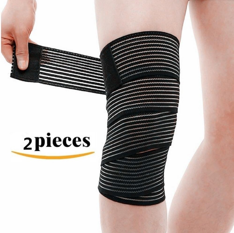 YHBracer Compression Bandage Knee Brace Elastic Knee Bandage Wrap, 2 Pieces