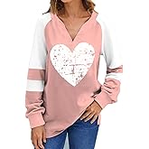 Roshop St Patricks Day Shirts Women Loose V-Neck Cute Long Sleeve Holiday Green Lucky Clover Irish Shamrock Shirts