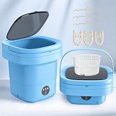 JUJOJB Portable Washing Machine, Folding 20L Mini Washer and Spin-Dryer | 3 modes with deep cleaning. Compact for apartments, dorms, home, RV, and travel. For small clothes and delicates. White.