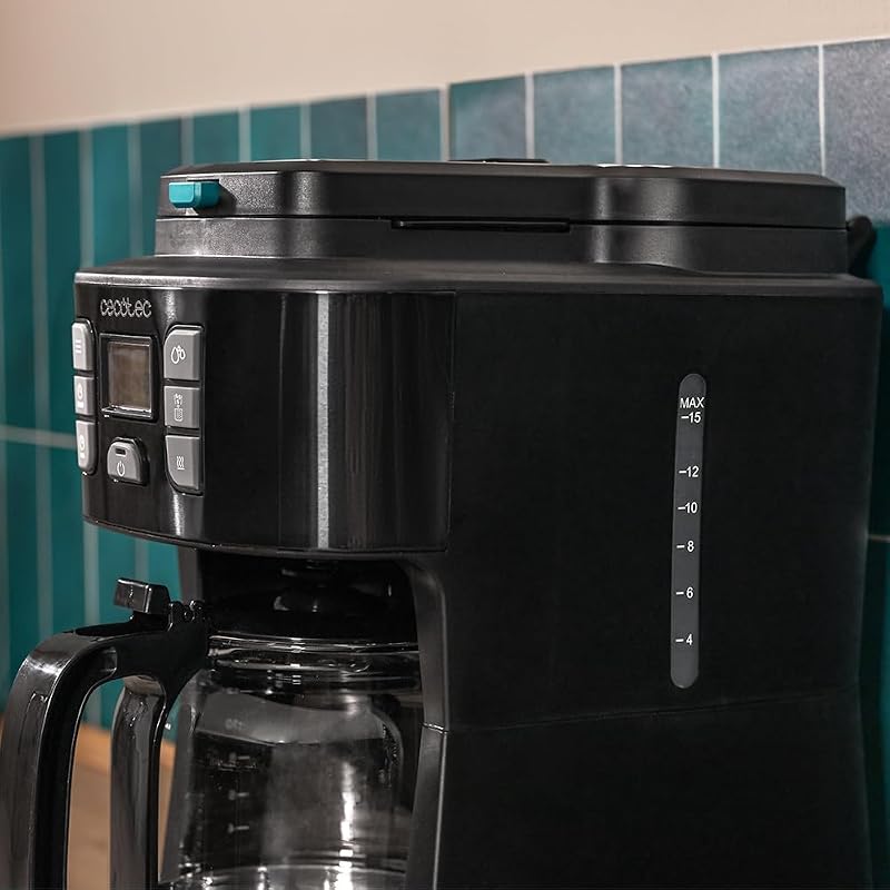 Coffee 66 Grind & Drop Drip Cafetières à Goutte. 1086 W, Moulin à Lames, Jusqu'à 12 Tasses, Technologie Extremearoma, Cafetière Goutte à Goutte Numérique, Acier Inoxydable, Arrêt Automatique