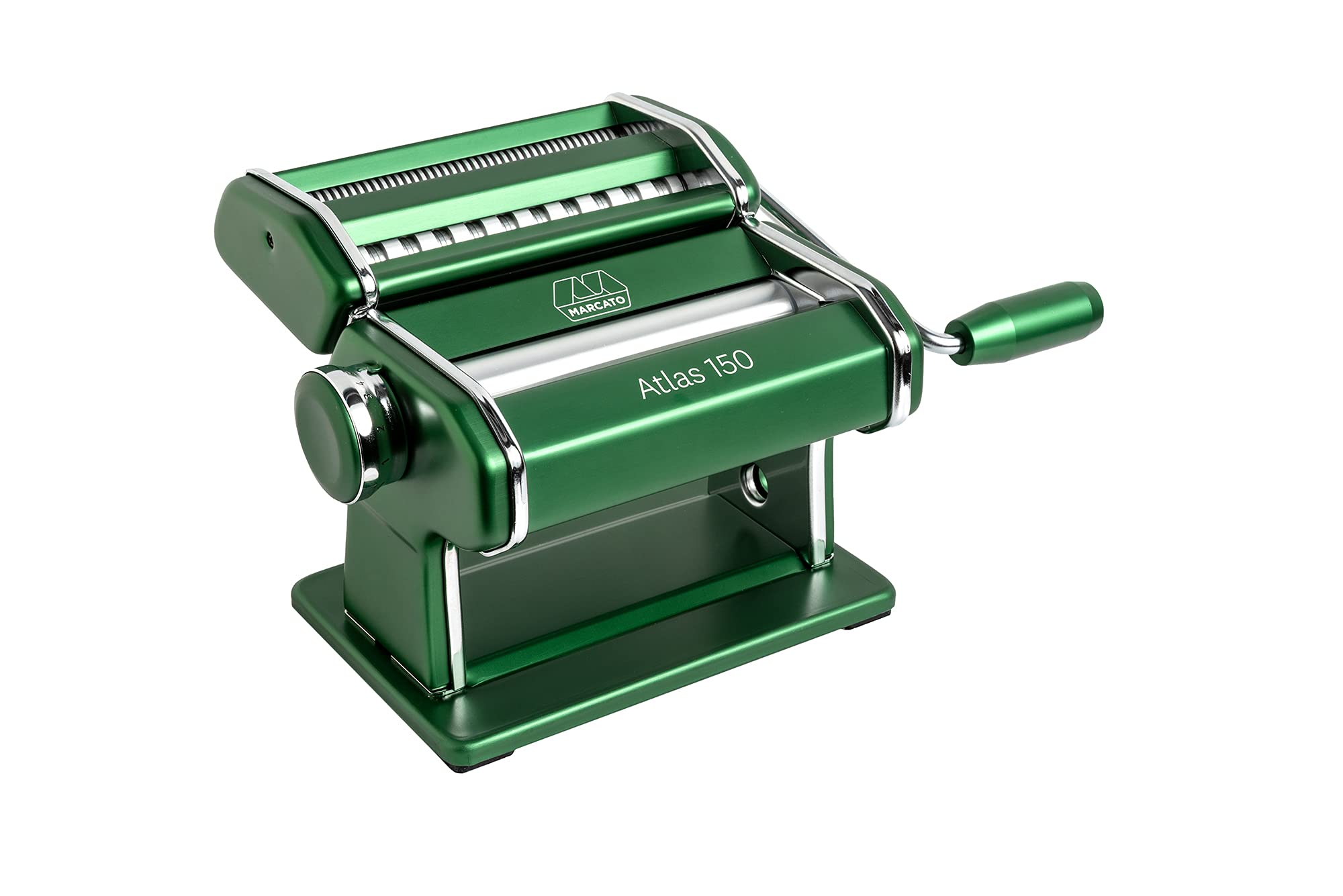 Marcato Atlas 150 Manual Pasta Machine Compatible with Interchangeable Accessory, Alloy, Green, 40 x 30 x 20 cm