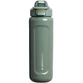 STANLEY Wellspring Bottle, 24 oz, Hammertone Green | Leakproof Covered Lid with Push Button to Open | Insulated Stainless Steel Water Bottle with Carry Loop | Easy-Grip Contours