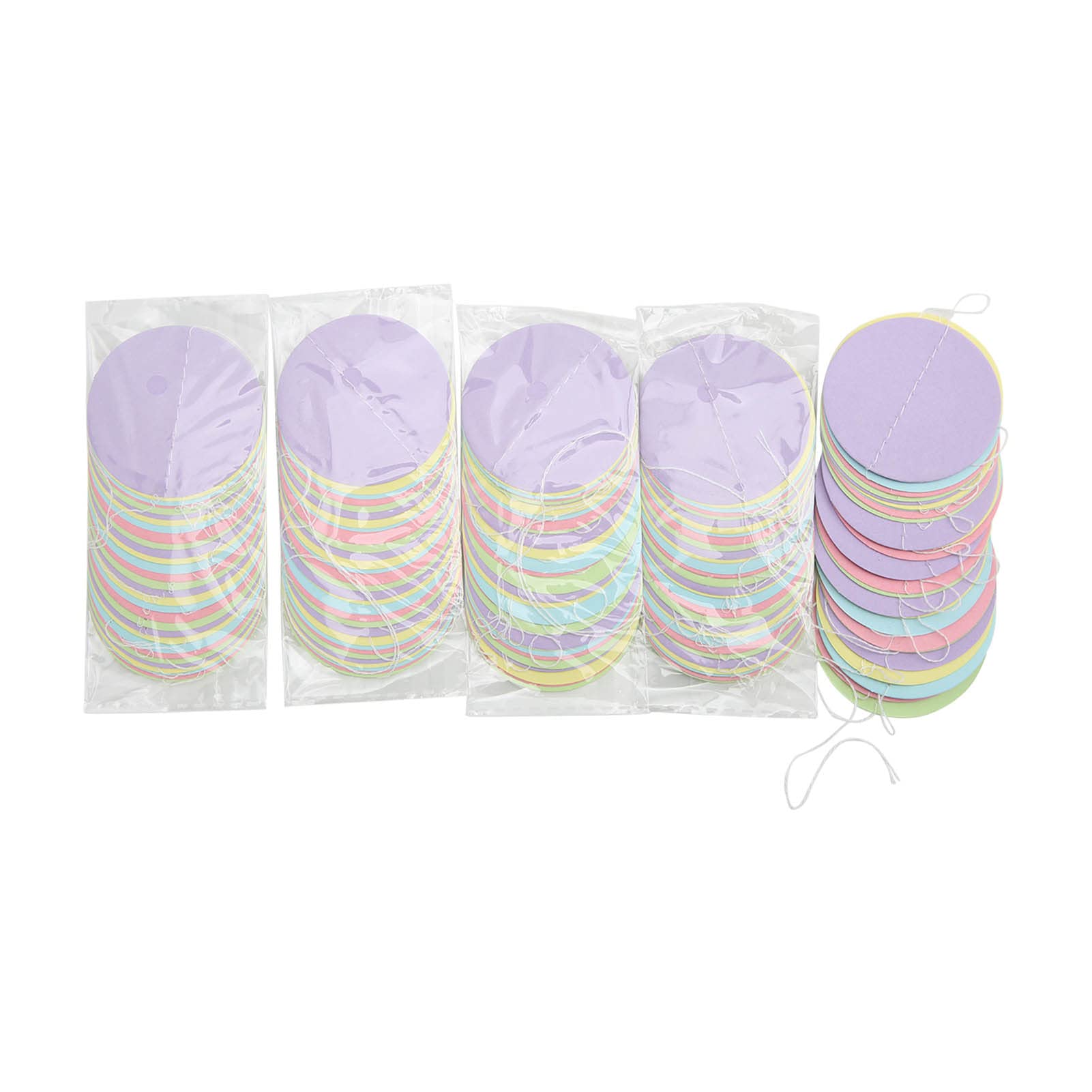 Biitfuu 5 Set Circle Dot Paper Garland, Pastel Colors, Reusable, Ideal Party Home Decor