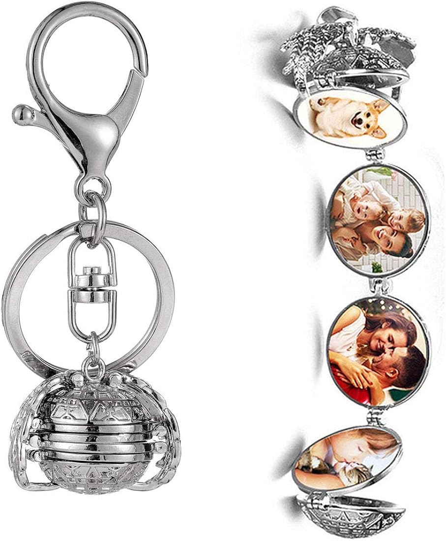 Expanding Photo Locket Keychain 4 Pictures Frame Key Chain Souvenir
