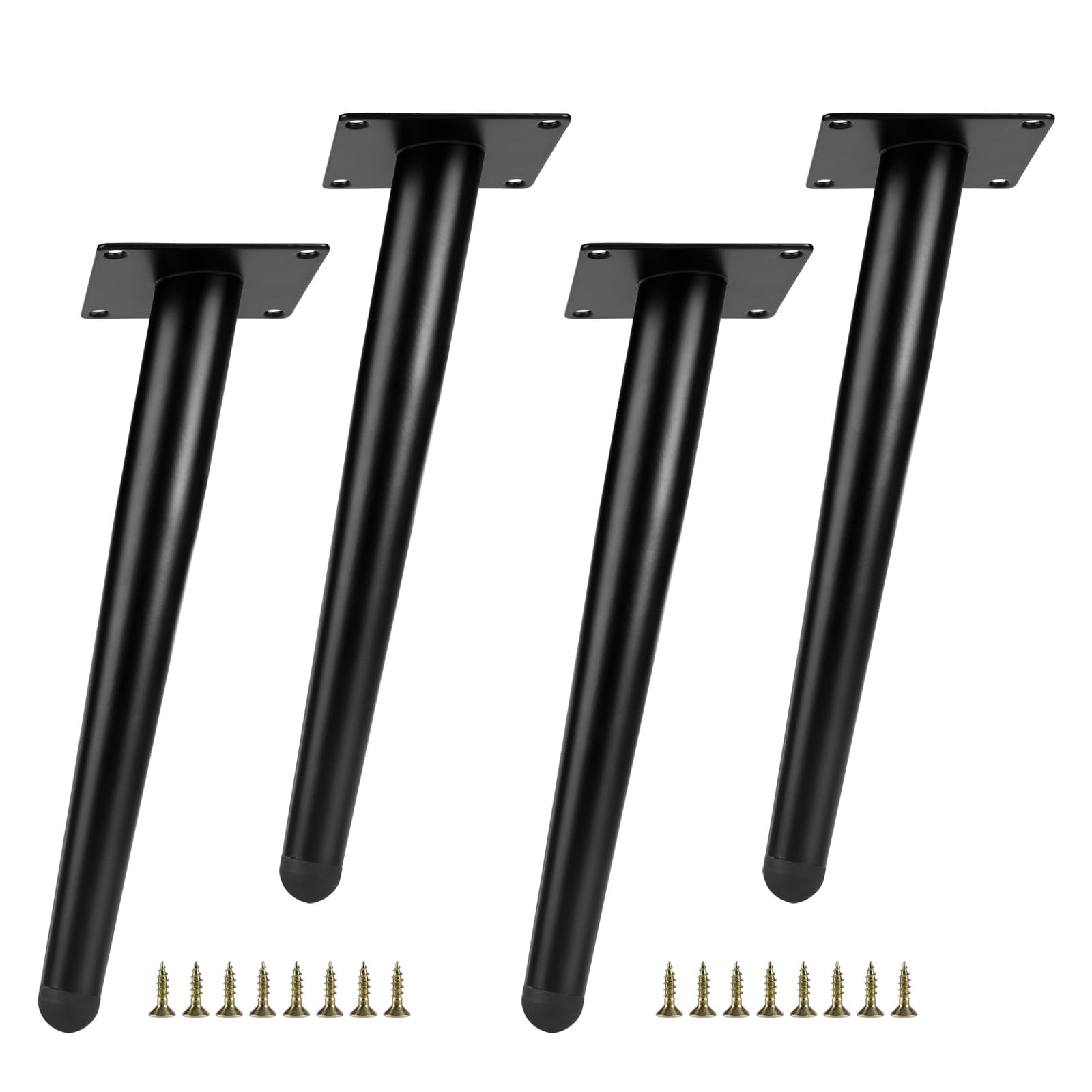 DBREAKS Slanted Furniture Feet, Conical Metal, Black, 4 Pack, 15-38cm, Sofa, Cabinet, TV, Chair, Replacement Legs