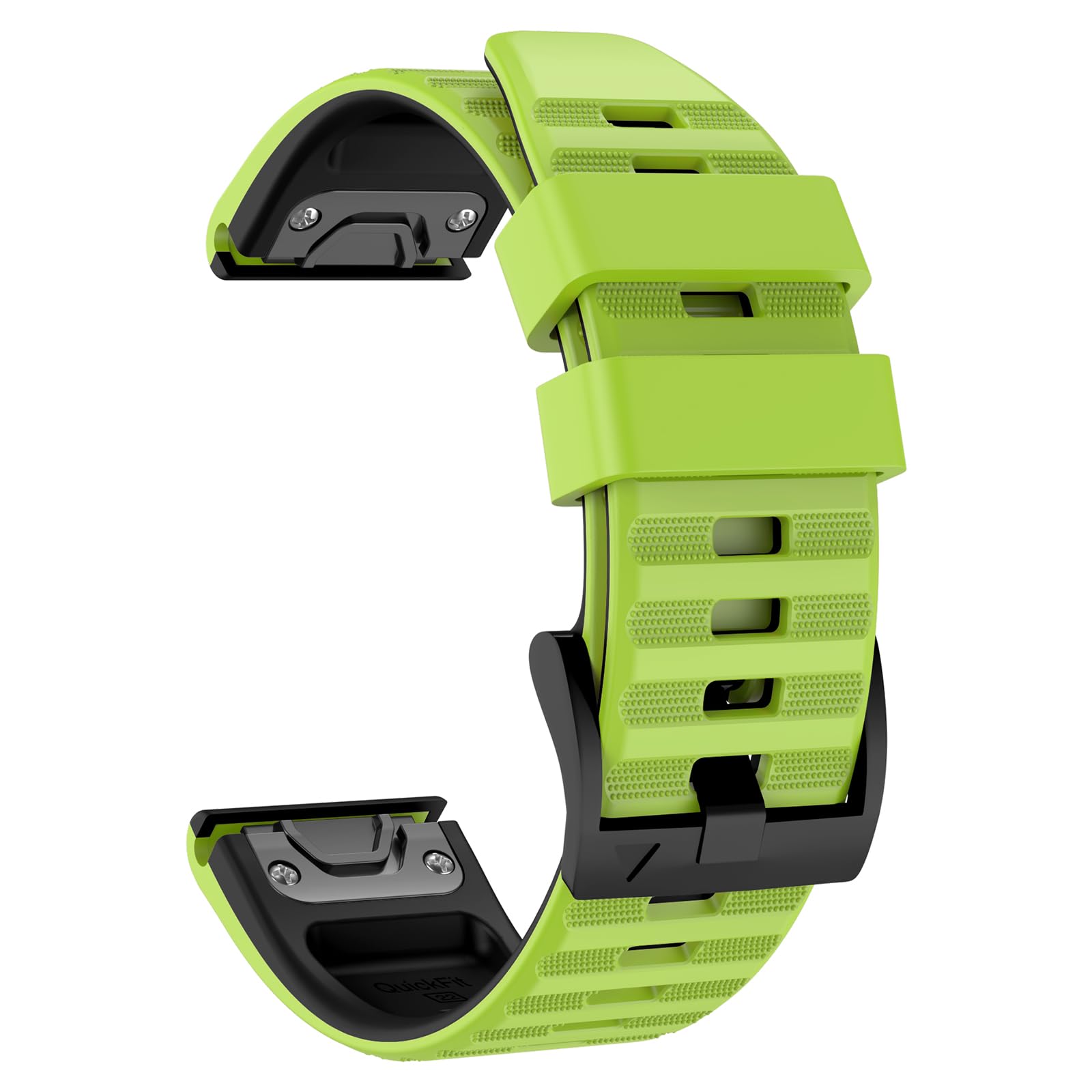 OVERSTEP 22mm Silicone Wristband for Garmin Fenix 6, 6 Pro, 5, 5 Plus, Forerunner 935, 945, Approach S60, Quatix 5, 6, Fenix 7 in Light Green Black