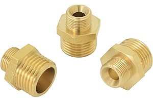 AIMATRUN 1/2 to 3/8 inch reducer faucet adapter - compressed brass pipe fittings, 3/8 "to 1/2" male water supply pipe adapter for RV kitchen water supply pipes, compatible with 3 water pipe fittings
