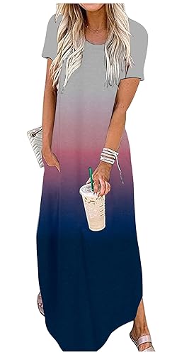 CHUNTIANRAN Women's 2023 Casual Loose Maxi Dress Summer Short
