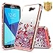 Galaxy J7 Sky Pro Case, J7 Prime /J7 V /J7 Perx/Halo /J7 2017 (J727) w/[Tempered Glass Screen Protector], NageBee Glitter Liquid Quicksand Diamond Electroplate Cute Case -Rose Gold