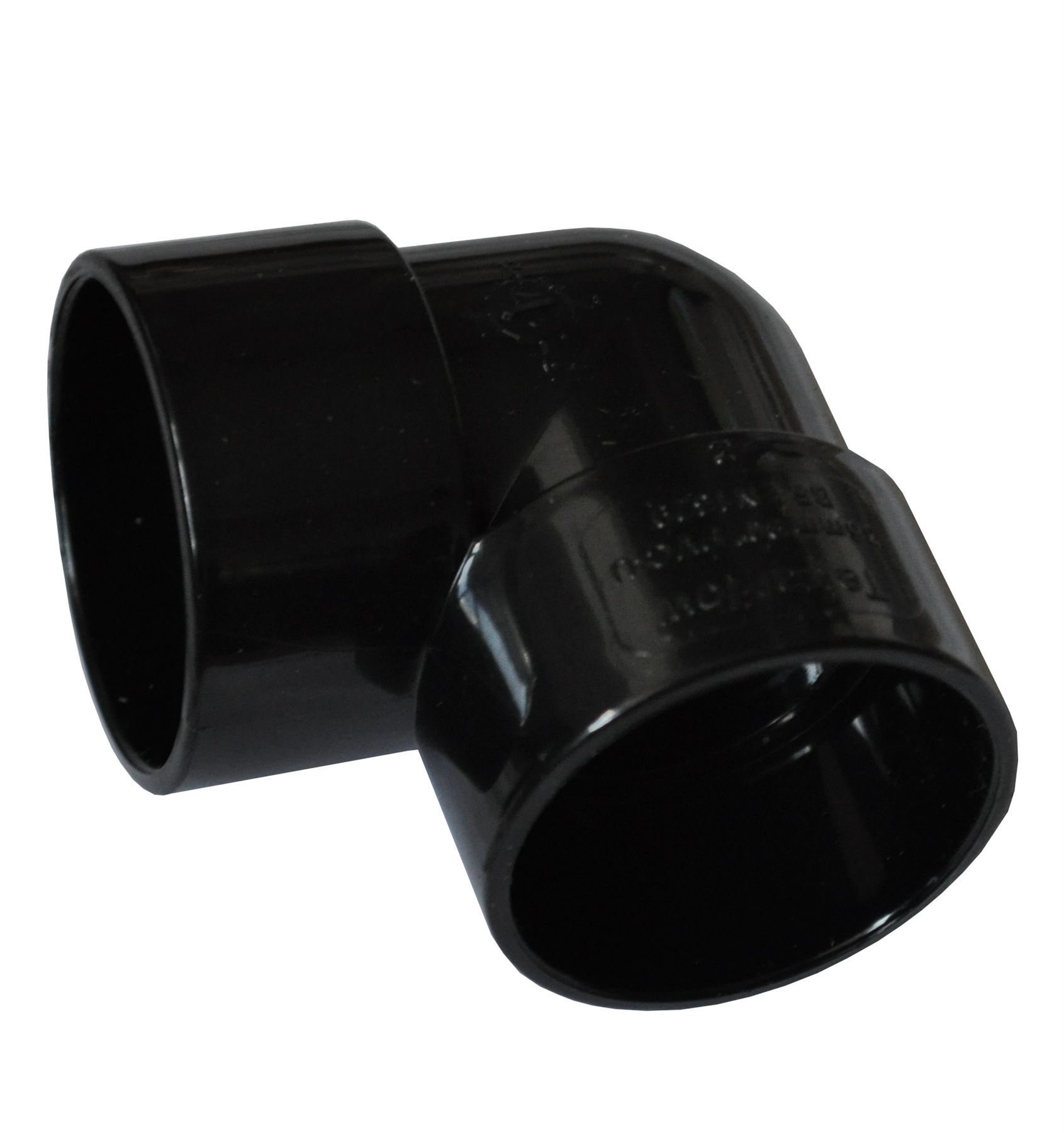 Solvent Black 40mm (43mm) Waste Pipe 90 Degree Knuckle Bend - Pack of 2