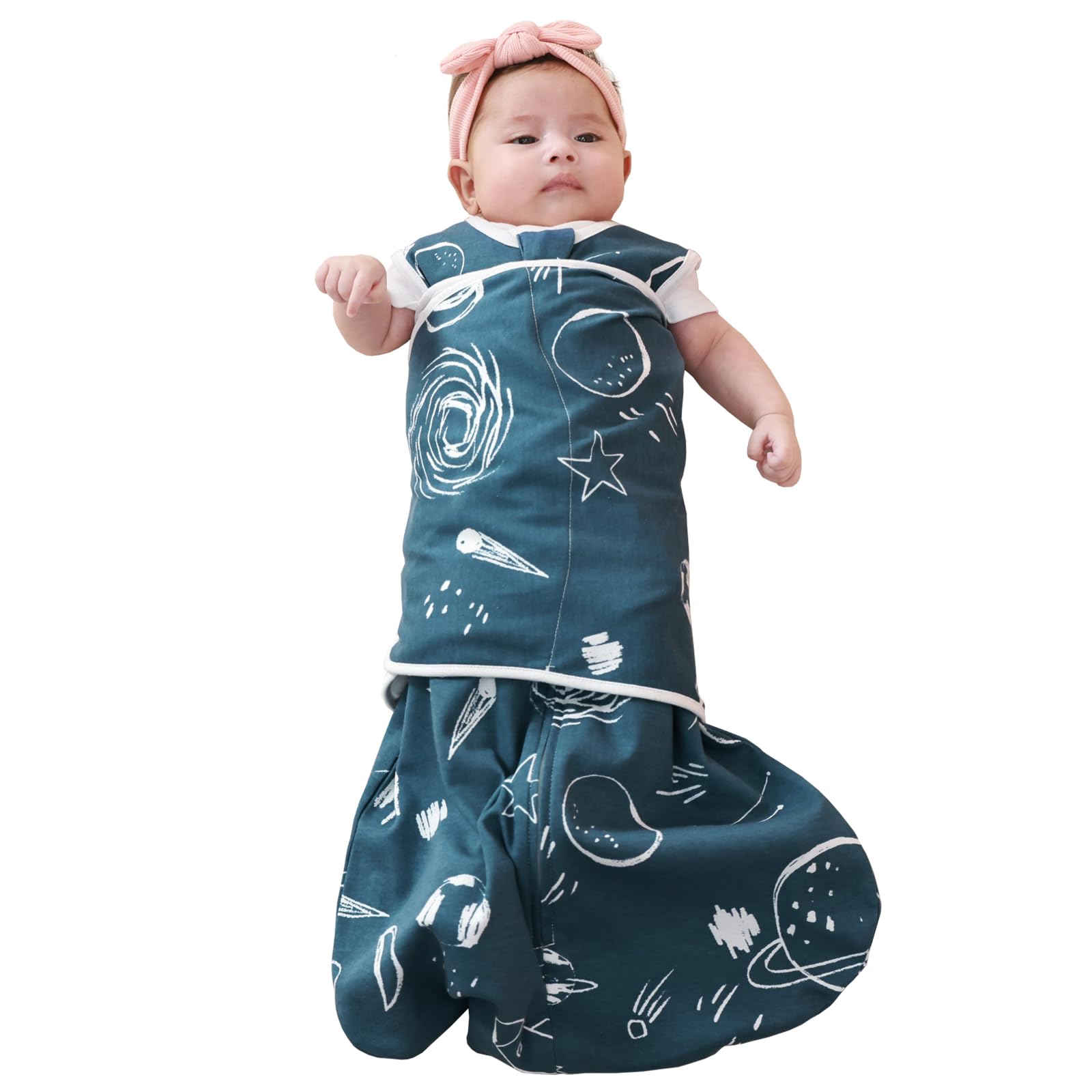 ZIGJOY Newborn Sleeping Bag Swaddle Wrap 1.0 TOG Baby Swaddle Sleeping Bag 100% Cotton Baby Wearable Blanket for New born Infant Boy Girl Grows 6-12 Months, Planets
