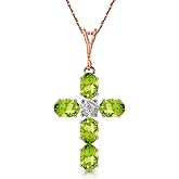 Galaxy Gold GG 14k Rose Gold 18" Necklace with Peridot Cross Pendant
