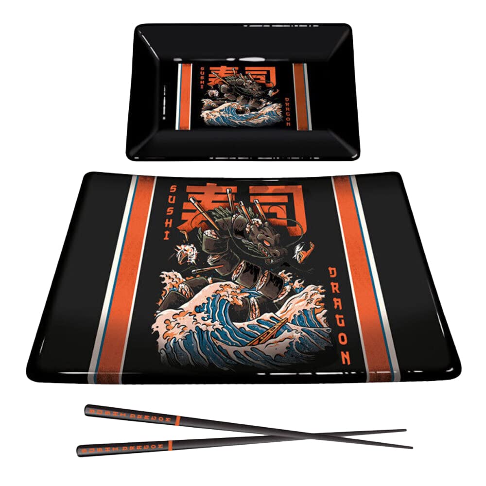 Pyramid International Ilustrata Sushi Set (Sushi Dragon Design) in Presentation Gift Box - Official Merchandise