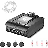 JEREPET 320GPH Aquarium Air Pump 8W Adjustable Quiet Oxygen Pump with 4 Outlet and Accessories Air Stone, Check Valve, Tube,f