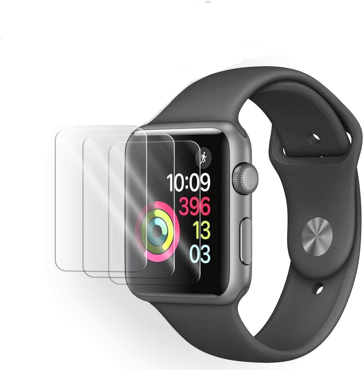 [3 Pack] Tempered Glass Screen Protector Compatible with Apple Watch Series 6 SE Series 5 Series 4 38mm, 3D Full Coverage Anti-Scratch Shatter-Proof HD Clear Waterproof Screen Protector Film