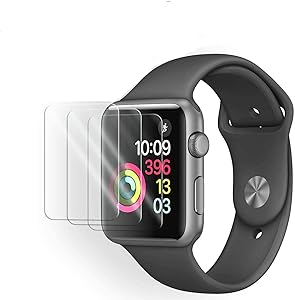 [3 Pack] Tempered Glass Screen Protector Compatible with Apple Watch Series 6 SE Series 5 Series 4 38mm, 3D Full Coverage Anti-Scratch Shatter-Proof HD Clear Waterproof Screen Protector Film