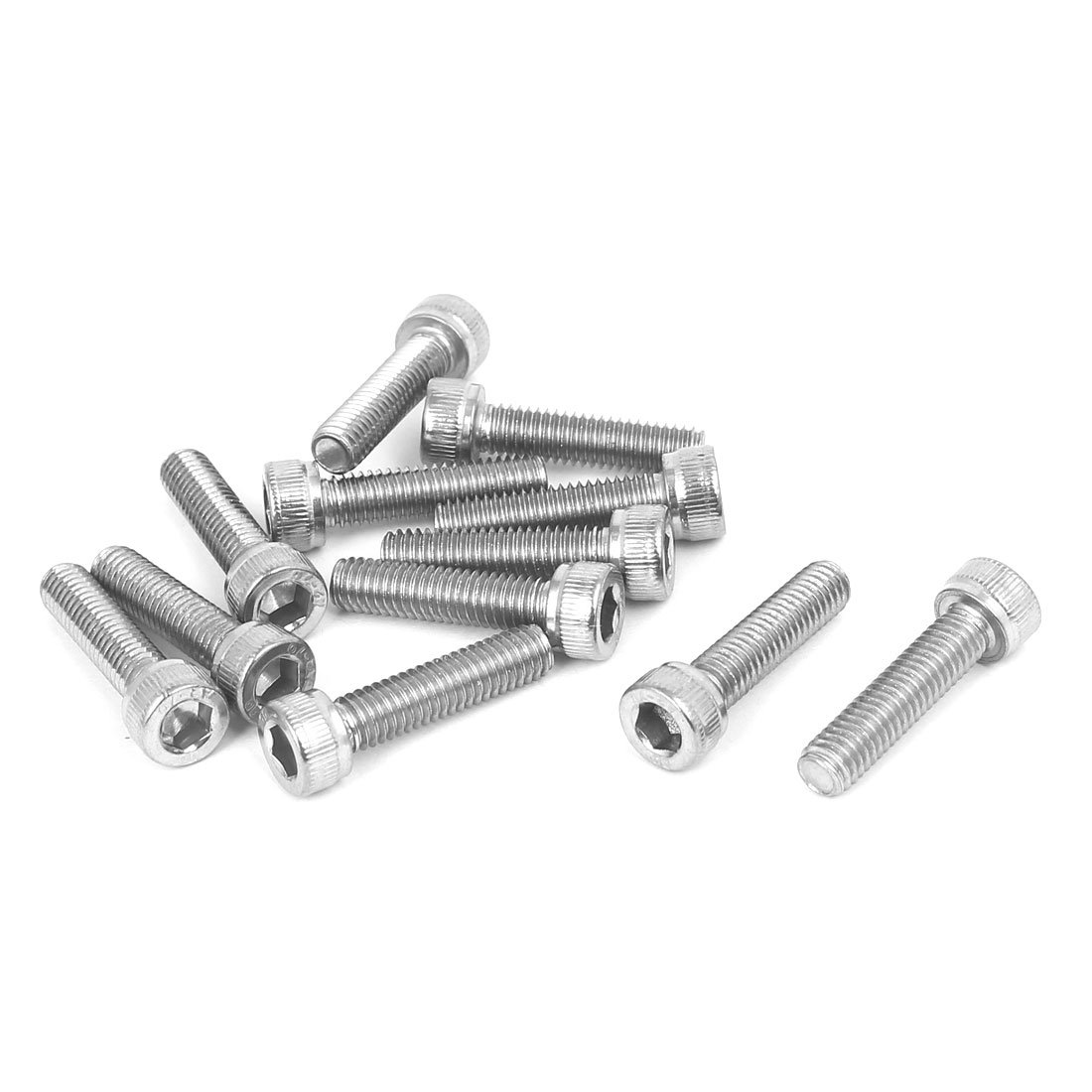 Uxcell M6 x 25mm Thread 304 Stainless Steel Hex Socket Head Cap Screw Bolt DIN912 12pcs