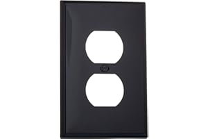 Leviton 1-Gang Duplex Receptacle Wallplate, Midway Size, PJ8-E, Black