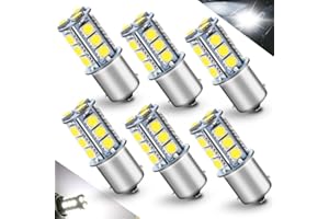 JEFLYM 1156 7506 RV LED bulbs, White Super Bright 12 Volt 1073 1141 1003 P21W LED Bulbs for Boat RV interior Camper Light, LED Car Backup Tail Light, 5050 18-SMD, Pack of 6