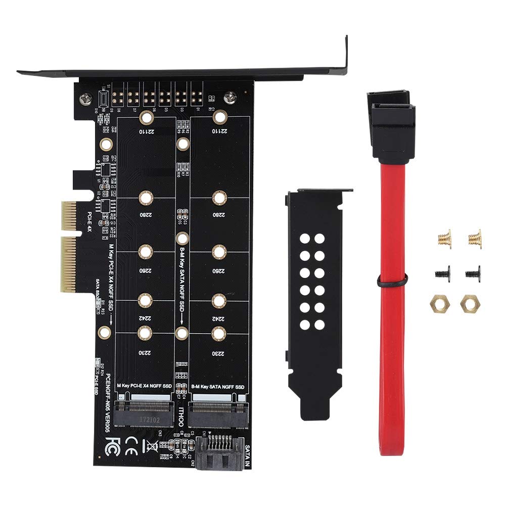 PCI-E 4X to M.2 Adapter Card PCI-E Riser Card B-key+M-key Expansion Dual Interface for NVMe SSD NGFF