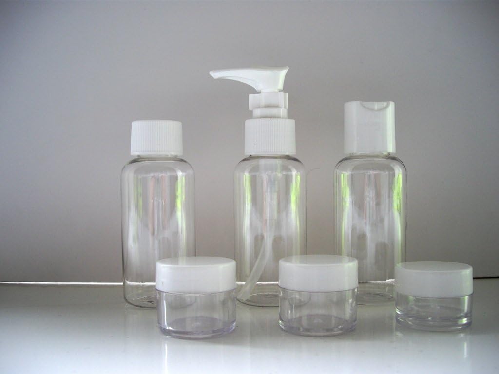 County 7 Piece Travel Bottle Set - Flight Holiday Set Airline Approved - 1 Pack, Clear - Image 3