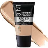 FACESCANADA 3-in-1 Hydra Matte Foundation with SPF 30 - Medium Natural 022 | 3 in 1: Foundation, Moisturizer, Sunscreen, with Aloe Vera &amp; Vitamin C, Oil-Free Matte Finish, Buildable Coverage, 0.61 Fl Oz