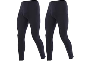YUSHOW 2 Pack Thermal Underwear for Men Fleece Lined Bottoms Ultra Soft Thin Long Johns Winter Warm Base Layer