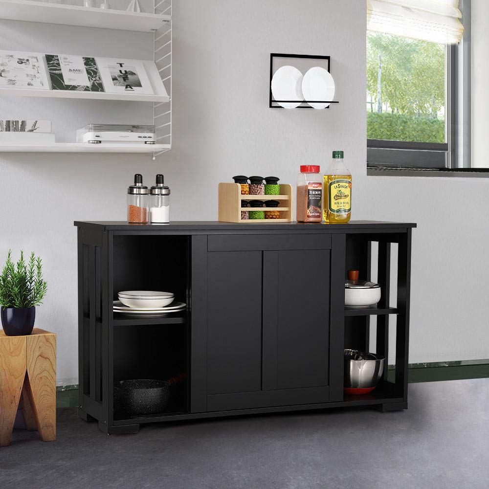 Buffets Sideboards Home Kitchen Yaheetech Buffet Sideboard With Sliding Door And Adjustable Shelf Stackable Cabinets Wooden Console Table Kitchen Dining Room Storage Cupboard Black