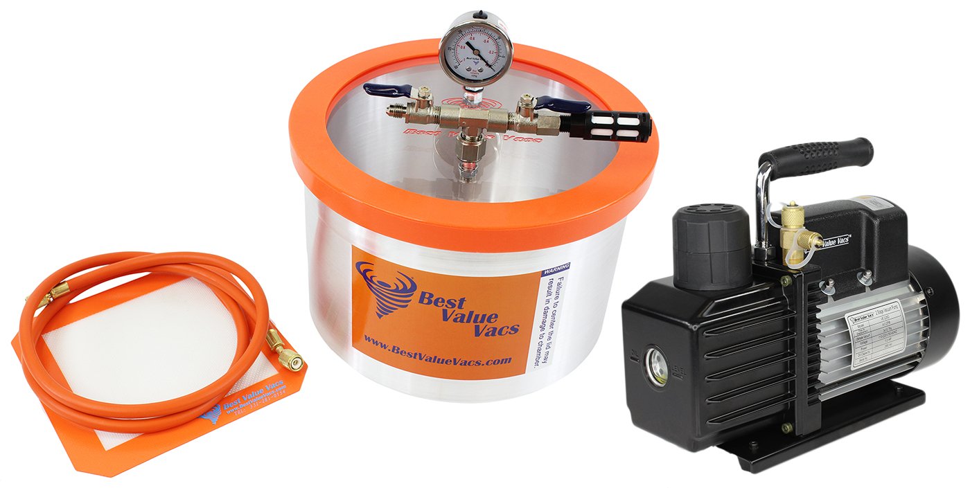 2 Gallon Aluminum Best Value Vacs Vacuum Degassing Chamber and VE115