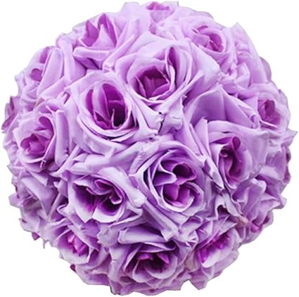 Amazon ウェディングローズフラワーボール ウェディングデコレーション 人工ローズハンギングフラワーボール パープル 30cm 造花 オンライン通販