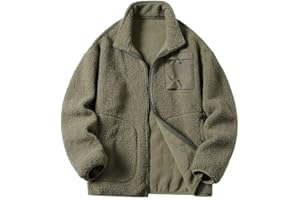 Sherpa Jacket for Men Mock Neck Full Zip Long Sleeve Fleece Lined Jackets Fall Winter Warm Heavyweight Coats with Zip Pockets