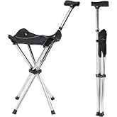 FATTCHIAR Walking Cane with Seat, Adjustable Height 34"-38" Cane Chair, Folding Lightweight Portable Stool for Adults Seniors