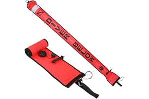 Fiozinx 5ft Surface Marker Buoy SMB Scuba Diving Open Bottom High Visibility Inflatable Scuba Signal Tube with Reflective Strip for Underwater Diving Snorkeling