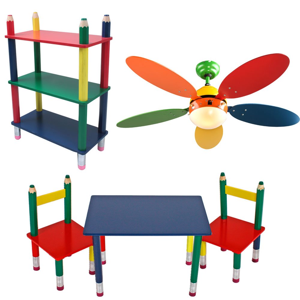 Children Furniture Set Ceiling Fan Adjustable Table Group Solid