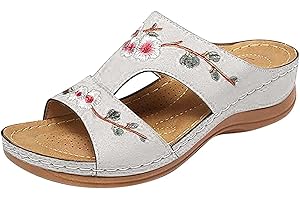 Lausiuoe Orthopedic Sandals For Women Elegant Comfortable Dressy Casual Summer Arch Support Orthotic Slides Walking Shoes