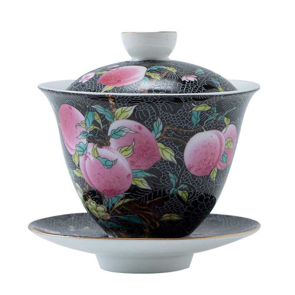 Glass Coffee Cup 1 Set Porcelain Kung Fu Tea with Lid Ceramic Chinese Bowl Kung Fu Tea Service Set Teaware for Fathers Day Black Expresso Coffee Cup